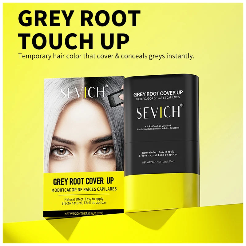 Tinta de cabelo portátil em bastão 15g, à prova d'água, corretivo para raiz e linha do cabelo, cobertura instantânea de cinza, caneta de coloração capilar descartável