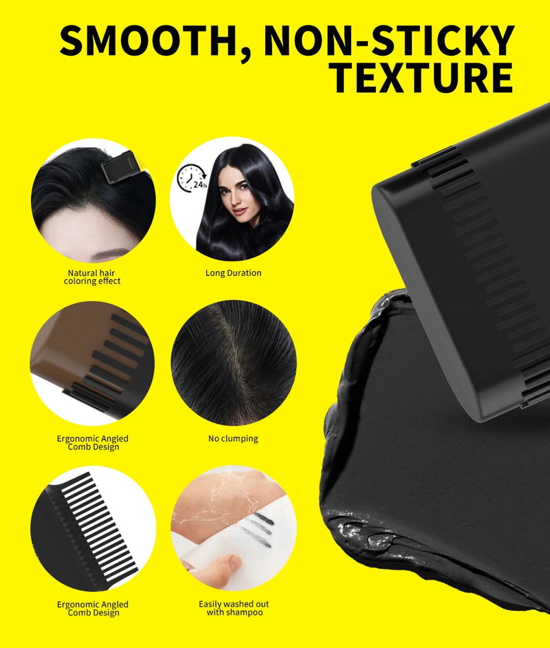 Tinta de cabelo portátil em bastão 15g, à prova d'água, corretivo para raiz e linha do cabelo, cobertura instantânea de cinza, caneta de coloração capilar descartável