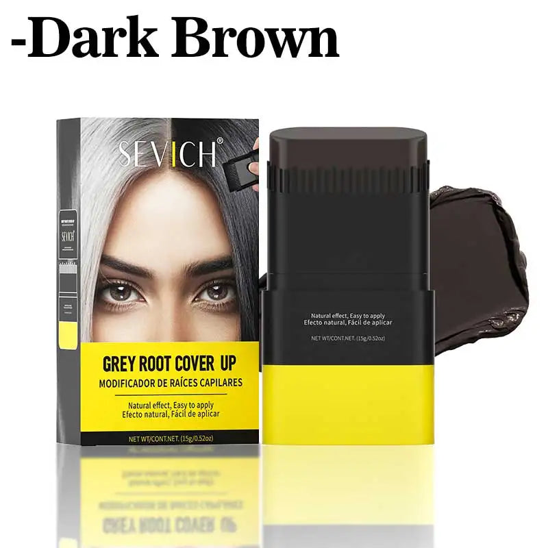 Tinta de cabelo portátil em bastão 15g, à prova d'água, corretivo para raiz e linha do cabelo, cobertura instantânea de cinza, caneta de coloração capilar descartável