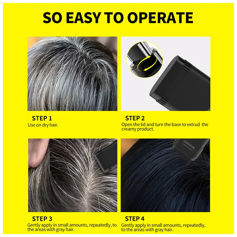 Tinta de cabelo portátil em bastão 15g, à prova d'água, corretivo para raiz e linha do cabelo, cobertura instantânea de cinza, caneta de coloração capilar descartável