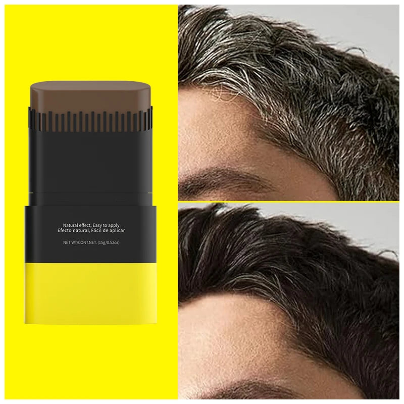 Tinta de cabelo portátil em bastão 15g, à prova d'água, corretivo para raiz e linha do cabelo, cobertura instantânea de cinza, caneta de coloração capilar descartável