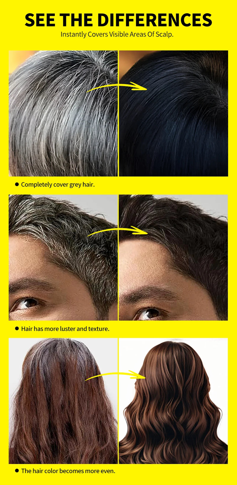 Tinta de cabelo portátil em bastão 15g, à prova d'água, corretivo para raiz e linha do cabelo, cobertura instantânea de cinza, caneta de coloração capilar descartável